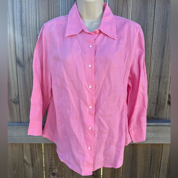 Talbots Tops - Talbots Petites Irish Linen Button-Down Shirt - Size L